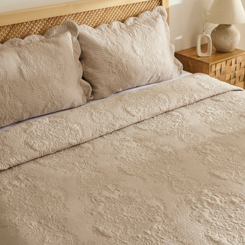 Camille Yatak Örtüsü Seti Bej 230x240 Cm + 2 (50x70 Cm)