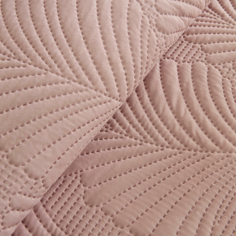 Leaf Bettüberwurf Set Puderrosa 230x240cm + 2(50x70) cm