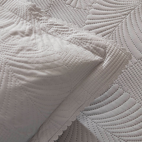 Leaf Bettüberwurf-Set Grau 230x240 Cm + 2 (50x70 Cm)