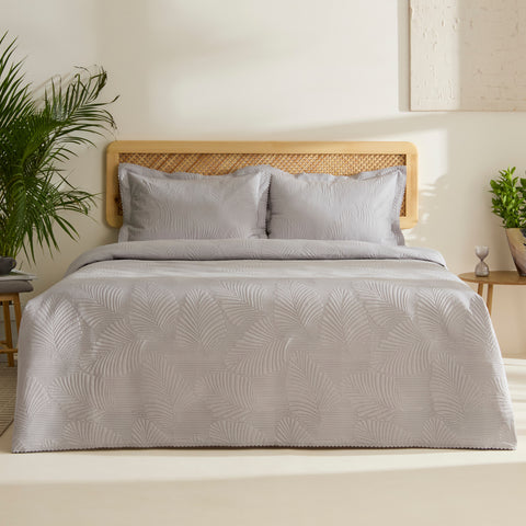 Leaf Bettüberwurf-Set Grau 230x240 Cm + 2 (50x70 Cm) – Karaca