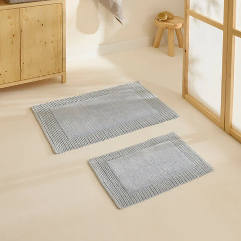 Karaca Odetta Bath Mat Set, 60 × 90 cm + 40 × 60 cm, Grey