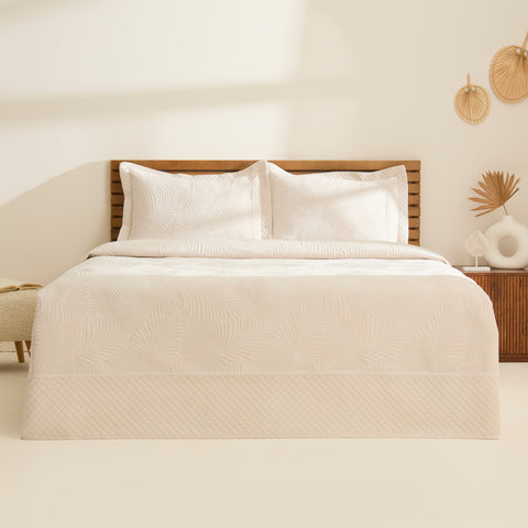 Karaca Lean Bedspread, Double, Ecru