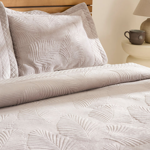 Karaca Lean Bedspread Set, Double, Light Grey