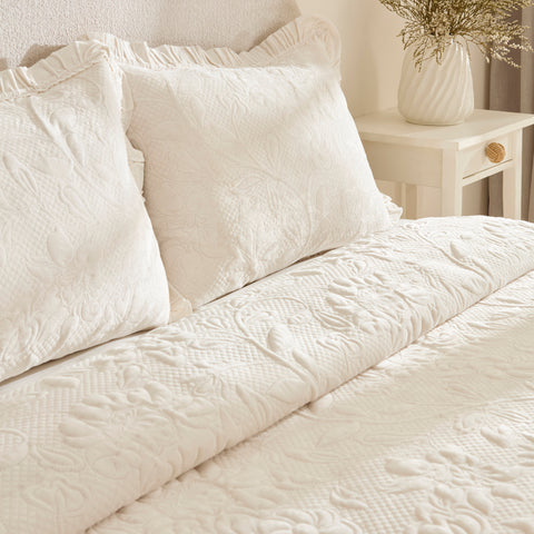 Karaca Audrey Bedspread Set, Single, Ecru