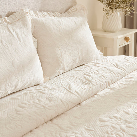 Karaca Audrey Bedspread Set, Double, Ecru