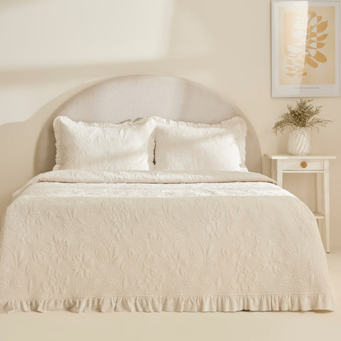 Karaca Audrey Bedspread Set, Double, Ecru