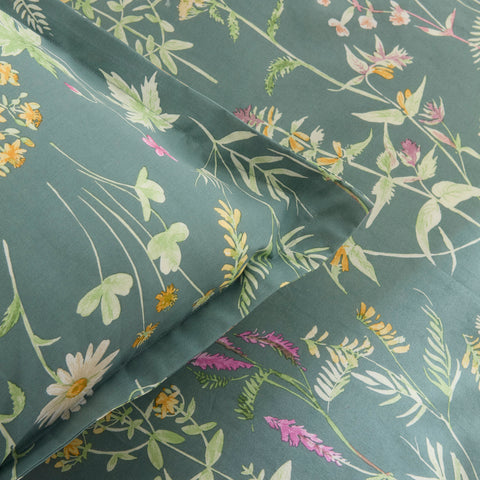 Karaca Evergreen Renforcé Bettwäsche-Set, Einzelbett, Grün