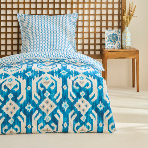 Karaca Neos Renforcé-Bettbezug-Set, Blau