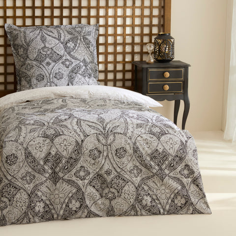 Karaca Santi Percale Duvet Cover Set, Black