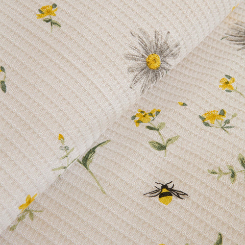 Karaca Emma Piquédecke aus 100 % Baumwolle, 200 × 220 cm, Gelb