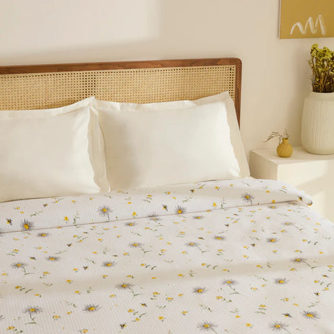 Karaca Emma Piquédecke aus 100 % Baumwolle, 200 × 220 cm, Gelb