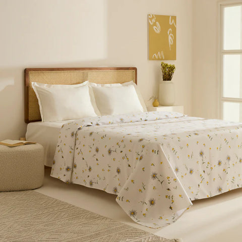 Karaca Emma Piquédecke aus 100 % Baumwolle, 200 × 220 cm, Gelb