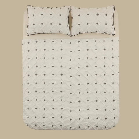 Karaca Elisa Bettbezug-Set aus 100 % türkischer Baumwolle, Doppelbett, Weiß