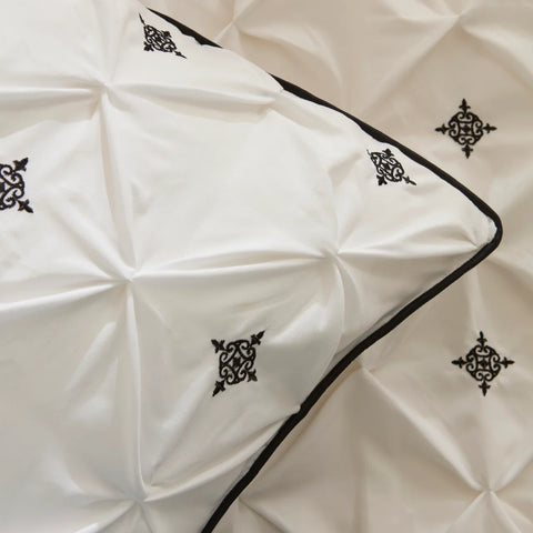 Karaca Elisa Bettbezug-Set aus 100 % türkischer Baumwolle, Doppelbett, Weiß