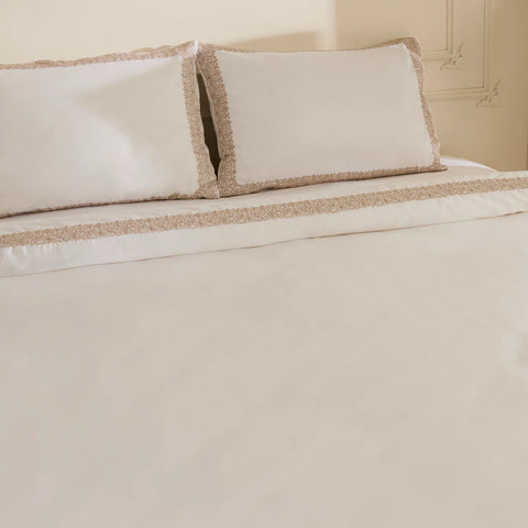 Karaca Nile Bettbezug-Set aus 100 % türkischer Baumwolle, Doppelbett, Weiß