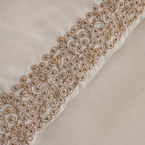 Karaca Nile Bettbezug-Set aus 100 % türkischer Baumwolle, Doppelbett, Weiß