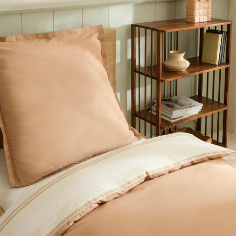 Karaca Vera Bettbezug-Set aus 100 % türkischer Baumwolle, Einzelbett, Beige