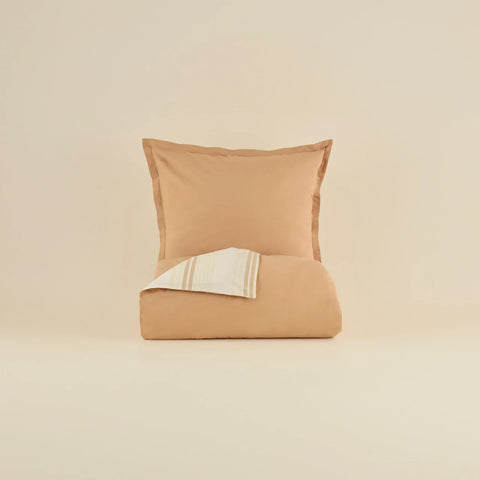 Karaca Vera Bettbezug-Set aus 100 % türkischer Baumwolle, Einzelbett, Beige