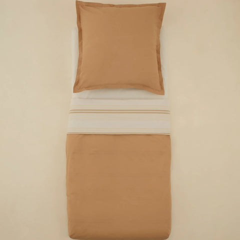 Karaca Vera Bettbezug-Set aus 100 % türkischer Baumwolle, Einzelbett, Beige