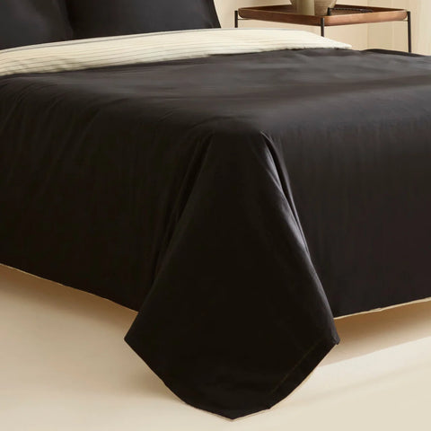 Karaca Marta Bettbezug-Set aus 100 % türkischer Baumwolle, Doppelbett, Schwarz