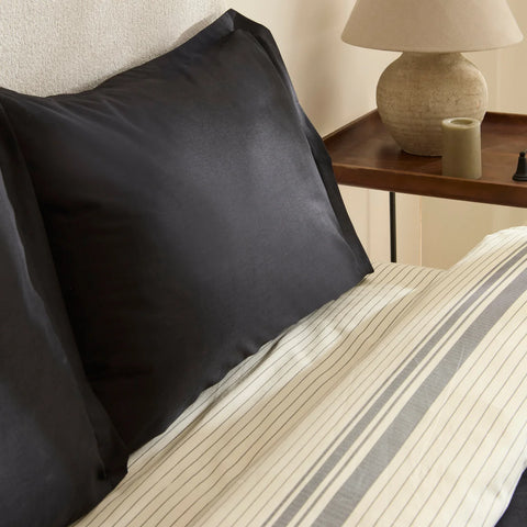 Karaca Marta Bettbezug-Set aus 100 % türkischer Baumwolle, Doppelbett, Schwarz