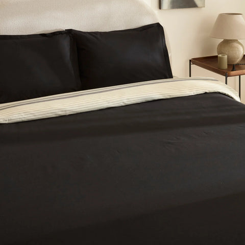 Karaca Marta Bettbezug-Set aus 100 % türkischer Baumwolle, Doppelbett, Schwarz
