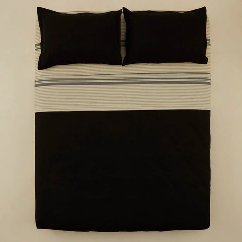 Karaca Marta Bettbezug-Set aus 100 % türkischer Baumwolle, Doppelbett, Schwarz