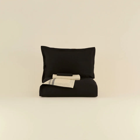 Karaca Marta Bettbezug-Set aus 100 % türkischer Baumwolle, Doppelbett, Schwarz