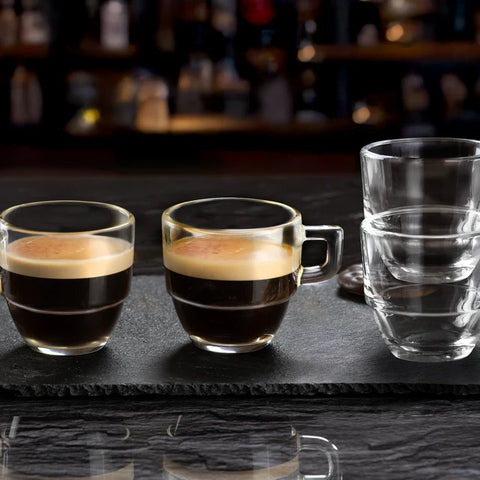 RCR Caffè 6-teiliges Glas-Espressotassen-Set für 6 Personen, 80 ml, Tr – Karaca