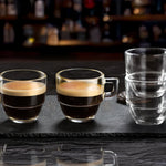 RCR Caffè 6-Piece Glass Espresso Coffee Cup Set for 6 People, 80 ml, Clear