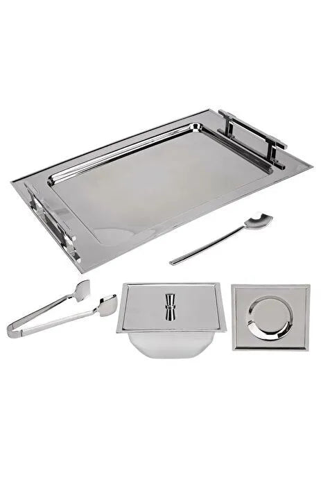 Jumbo New 9100 28-teiliges eckiges Teeset – Edelstahl