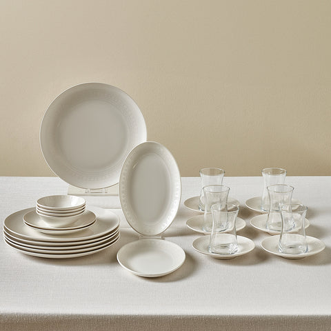 Karaca Artiste Bone China 20-Piece Dinnerware Set for 6 People, White
