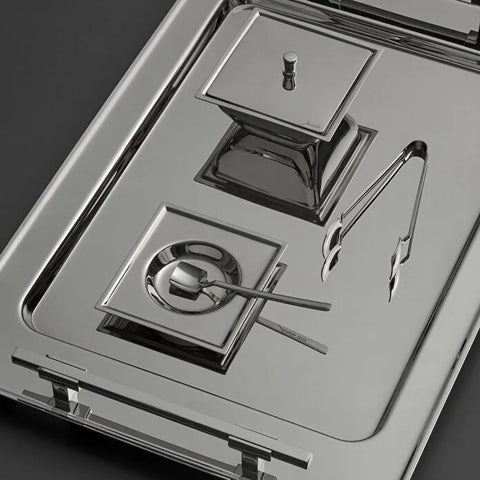 Jumbo New 9100 28-teiliges eckiges Teeset – Edelstahl