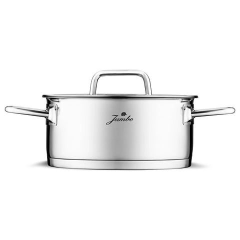 Jumbo Assos 3-Piece Stainless Steel Cookware Set with Glass Lids – 6 Pieces