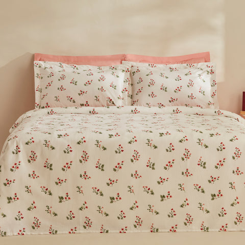 Karaca Silvie Ranforce Fırfırlı Nevresim Takımı, Çift Kişilik, Kırmızı