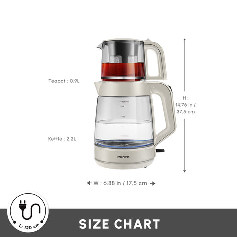 Karaca Glass Tea XL 2in1 Cam Çay Makinesi ve Kettle Starlight