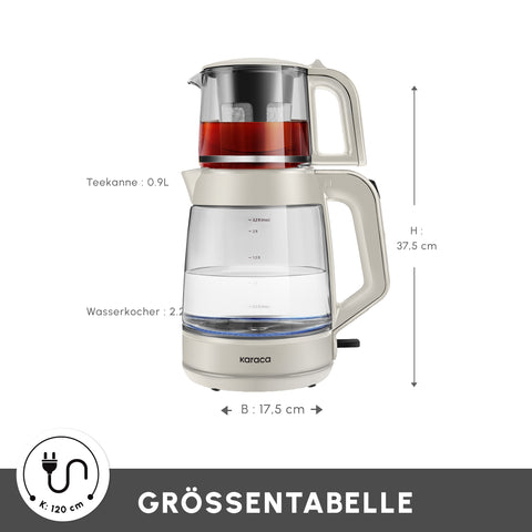 Karaca Glass Tea XL 2in1 Glas-Teezubereiter und Wasserkocher Starlight