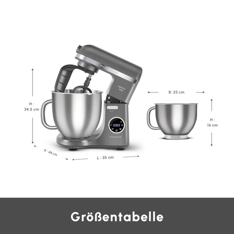 Karaca Mastermaid Chef Ultra D2000W Küchenmaschine mit Digitaldisplay Galaxy Grey 7L