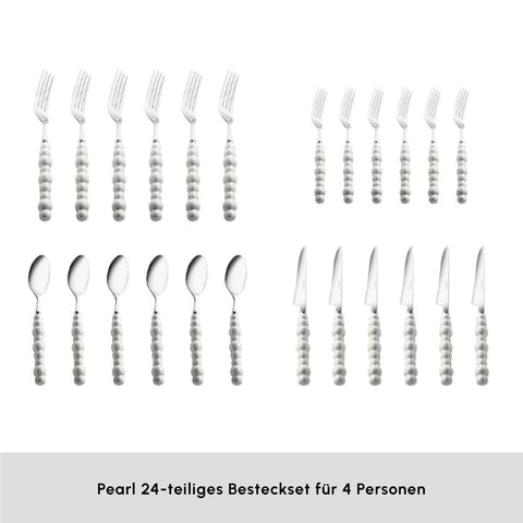 Karaca Pearl 24-teiliges Besteckset Für 6 Personen, Silber
