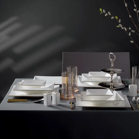 Jumbo Fold Gold 58-teiliges eckiges Tafelservice für 12 Personen