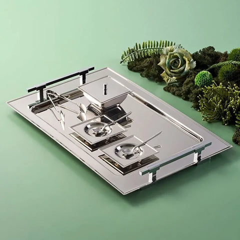 Jumbo New 9100 28-teiliges eckiges Teeset – Edelstahl