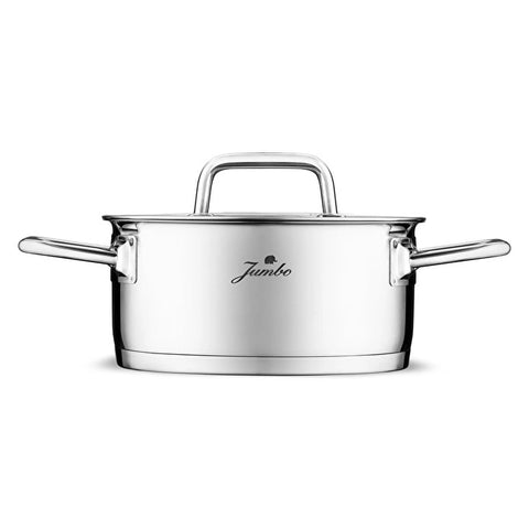 Jumbo Assos 3-Piece Stainless Steel Cookware Set with Glass Lids – 6 Pieces