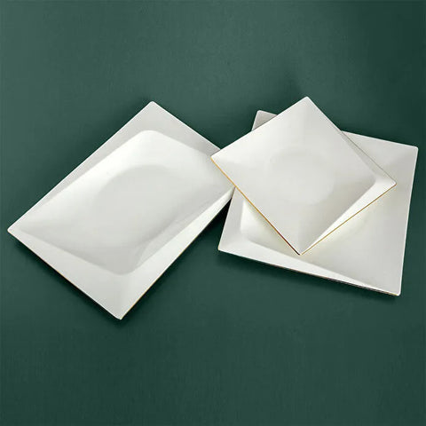 Jumbo Fold Gold 58-Piece Square Dinner Set for 12 Persons