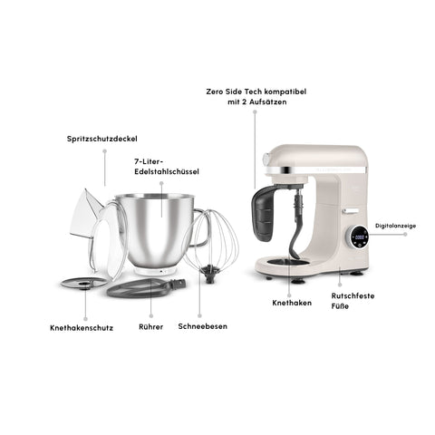 Karaca Mastermaid Chef Ultra D2000W Küchenmaschine mit Digitaldisplay Starlight 7L