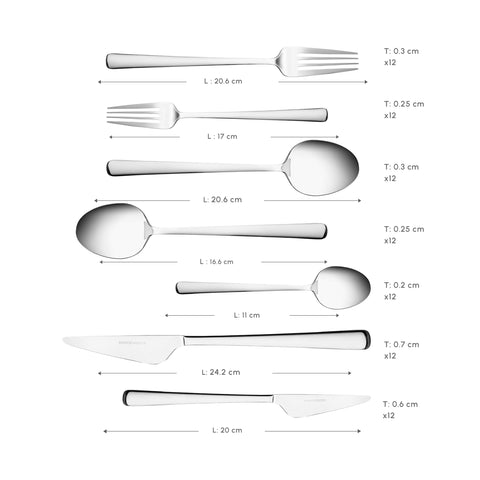 Karaca Serena 84-teilige Edelstahlbesteckset für 12 Personen, Silber