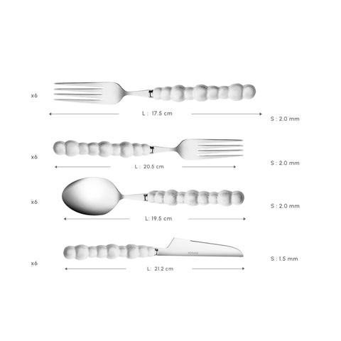 Karaca Pearl 24-teiliges Besteckset Für 6 Personen, Silber