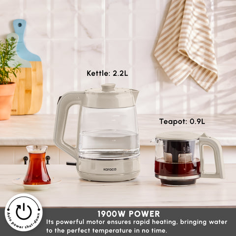 Karaca Glass Tea XL 2in1 Cam Çay Makinesi ve Kettle Starlight