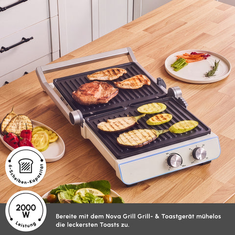 Karaca Nova Grill Contact Grill with Timer, 6-Slice Capacity, 2000W, Starlight
