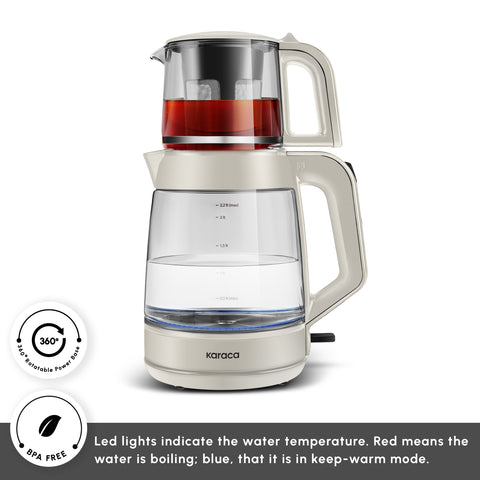 Karaca Glass Tea XL 2in1 Glas-Teezubereiter und Wasserkocher Starlight