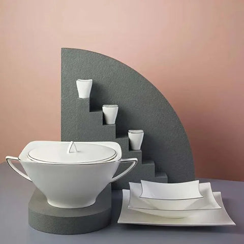 Jumbo Wind Platin 64-teiliges Tafelservice für 12 Personen – Quadratisch